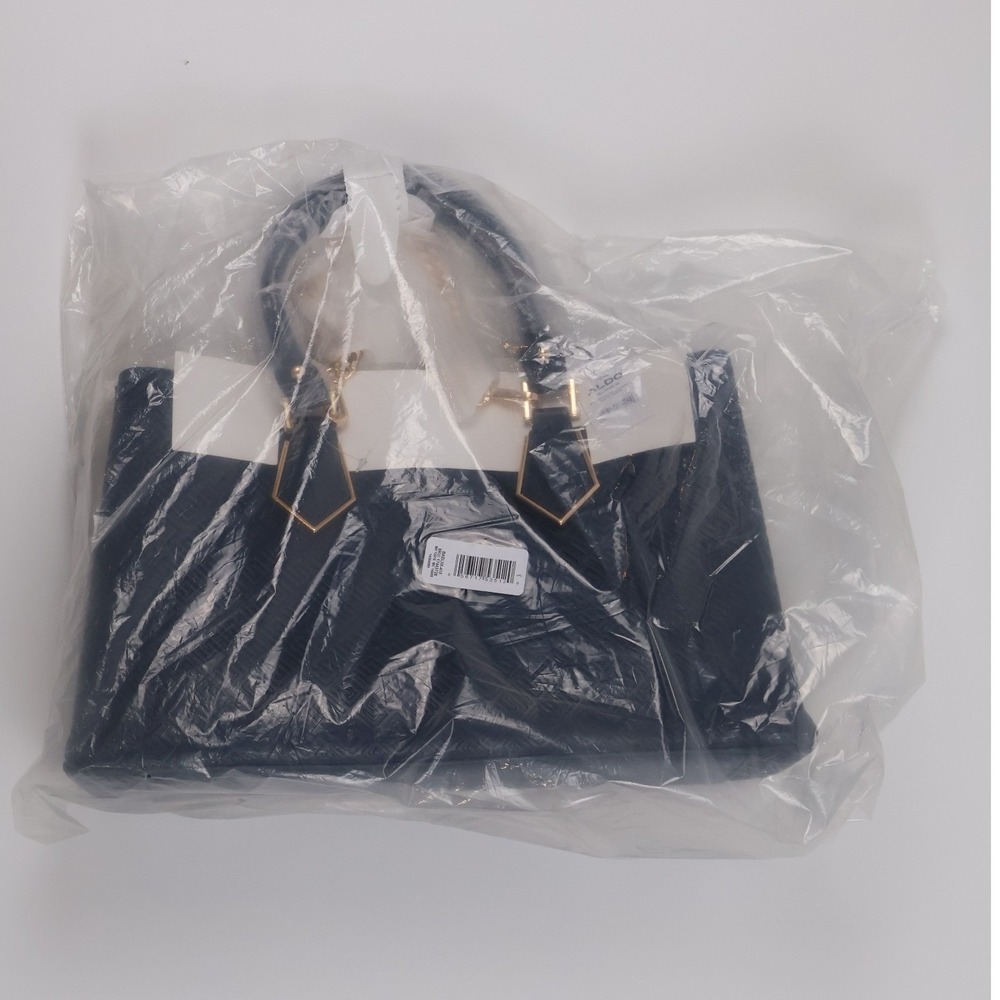 Aldo Satchel Bag Phaydra Navy Blue Monogram Embossed NWT - Picture 3 of 7